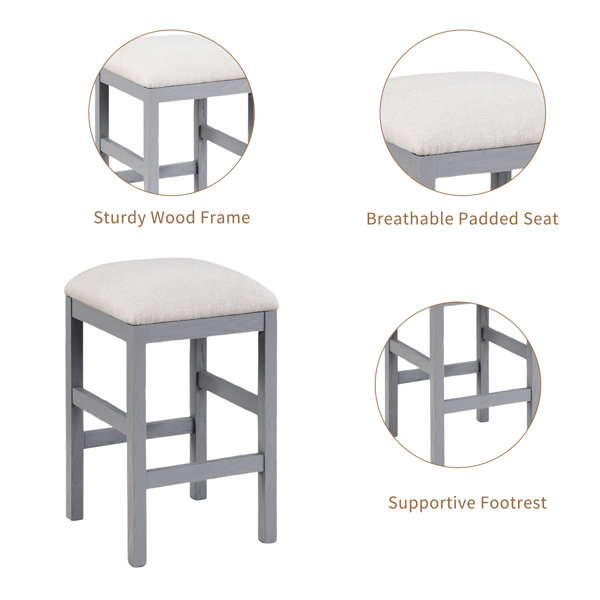 Red Barrel Studio® 14" Width Wood Padded Counter Height Stools Wayfair